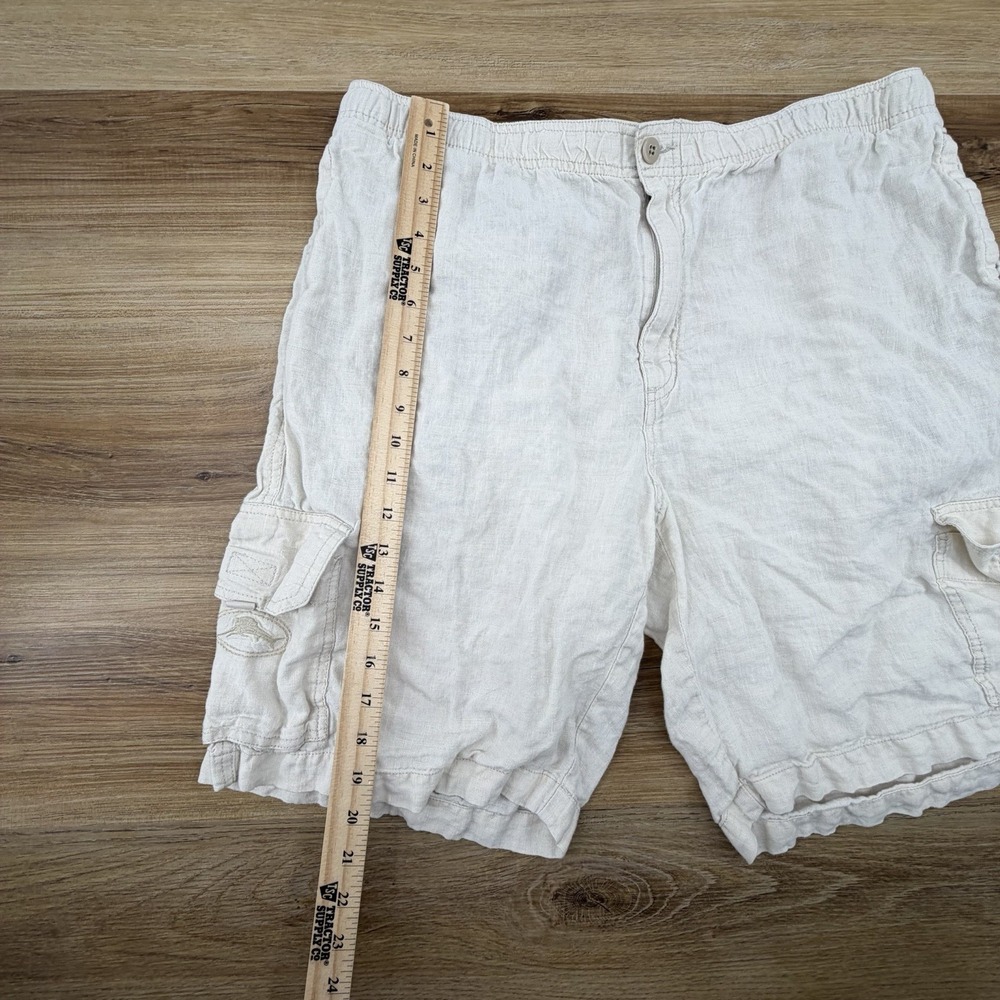 Tommy Bahama Relax 100% Linen Light Cream Beige Cargo Shorts Large - Picture 7 of 7